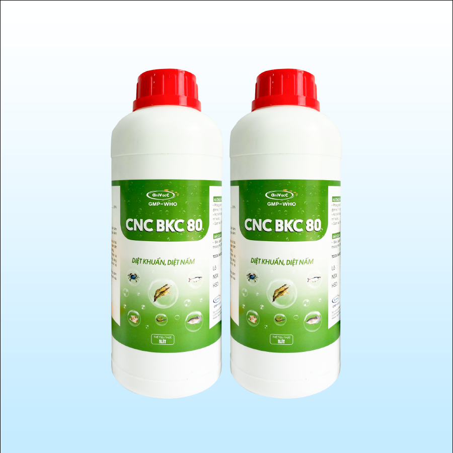 CNC BKC 80 - có tác dụng diệt khuẩn, diệt nấm giúp loại trừ các nguyên nhanh gây bệnh cho tôm cá.