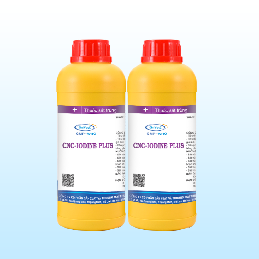 CNC–IODINE PLUS: Khử trùng bề mặt: Sử dụng với tỷ lệ 1/100 đến 1/300 tùy thuộc vào độ ô nhiễm hữu cơ.